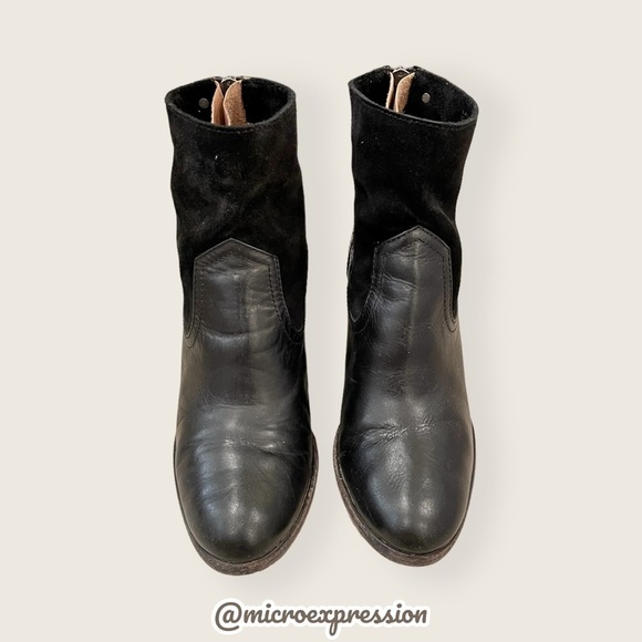 Frye Tessa Zip Short Black Suede Real Leather Zip Up Heeled Round Toe Ankle Boot - Picture 4 of 11